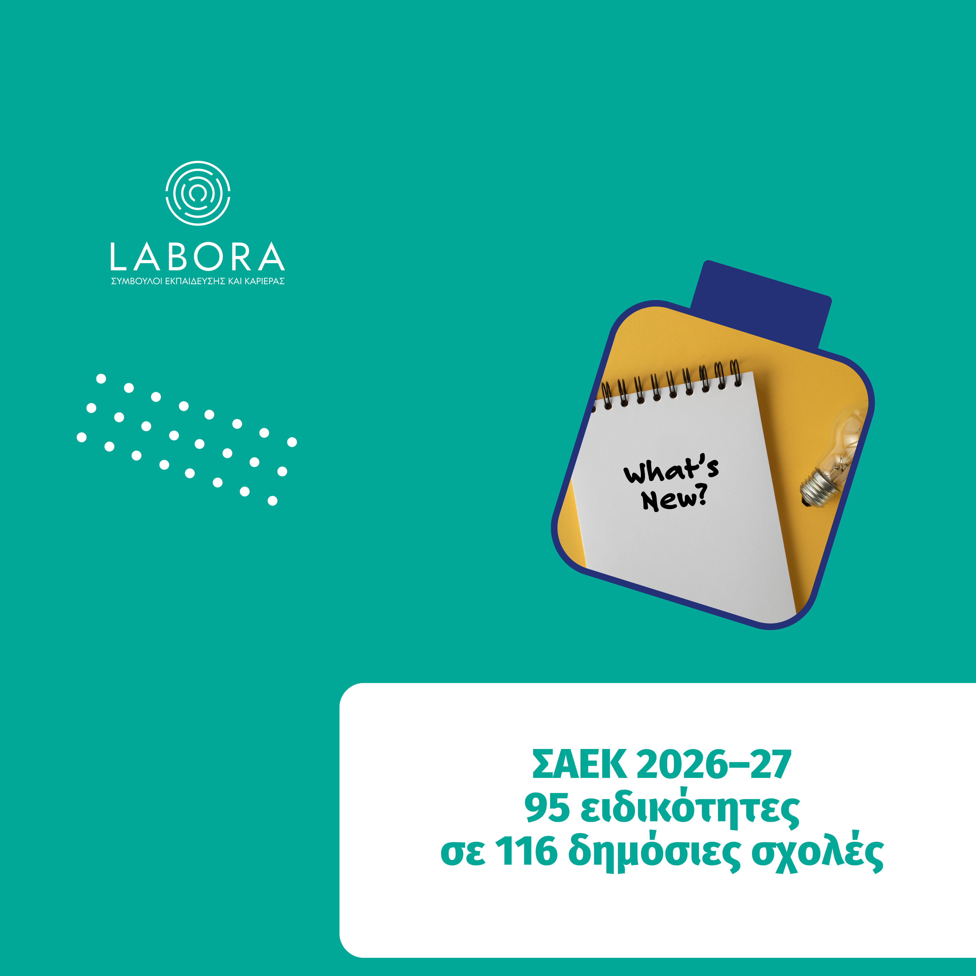 Labora - ΣΑΕΚ 2026–27: 95 ειδικότητες σε 116 δημόσιες σχολές